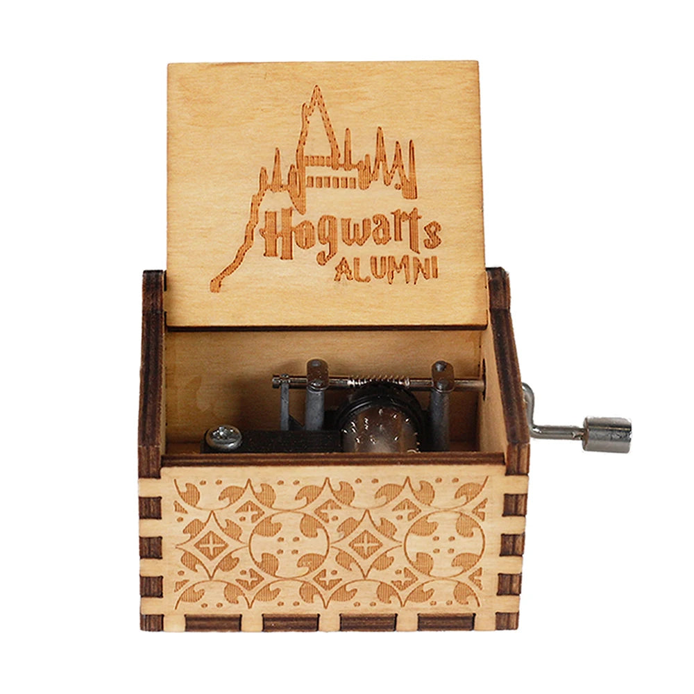 Hand-Cranked Wooden Music Box - Vintage Carved Musical Keepsake for Christmas, Birthdays, and Special Gifts