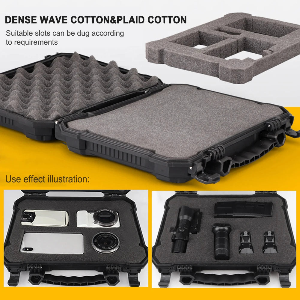 Tool Box Hard Carry Case – Waterproof Safety Carrying Case with PU, Portable Military Pistol Storage Bag and Foam Pads