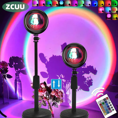 Sunset Projector Lamp - Rainbow Atmosphere Night Light for Bedroom Decor, Background Wall, and Table Lamp