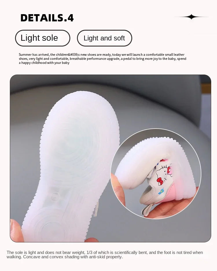 Sanrio LED Hello Kitty Shoes for Girls – Cute Cartoon Kawaii Summer Sneakers with Soft Bottom