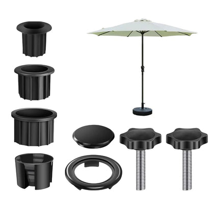 Umbrella Base Bracket Accessories Kit – Plastic Pipe Sleeve, M8 Threaded Bolt, Star Handle Clamping Screws for Sun Umbrella Fixing