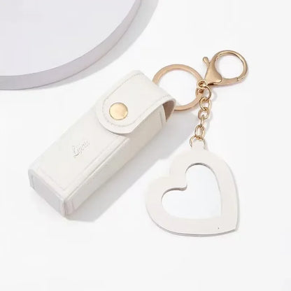 Portable Leather Lipstick Bag – Makeup Pouch with Mirror, Lip Balm Holder & Keychain Cover