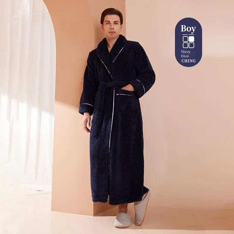 2025 Autumn Winter Cotton Robe – Thick Comfortable Large-Size Bathrobe for Men & Women, Luxury Couple Pajamas
