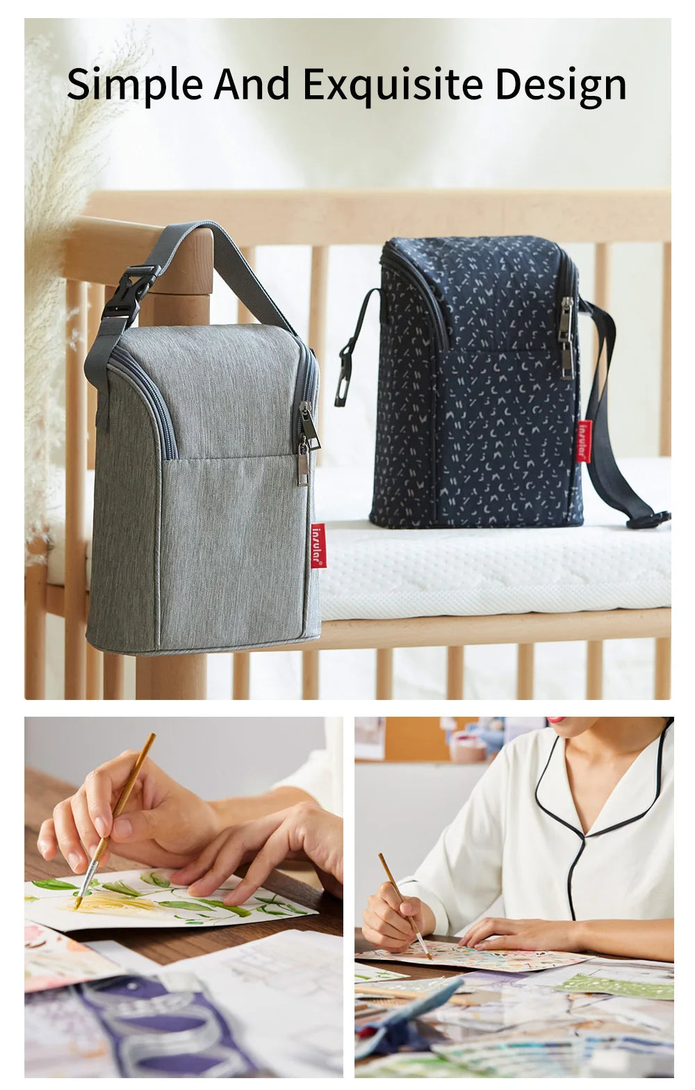 Portable Breastfeeding Bottle Bag – Leak-Proof Insulated Lunch Bag with Stroller Hanging Design for Breast Milk Cooler