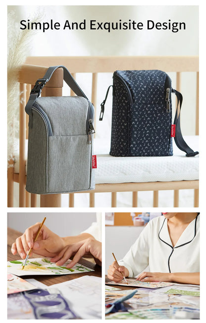 Portable Breastfeeding Bottle Bag – Leak-Proof Insulated Lunch Bag with Stroller Hanging Design for Breast Milk Cooler