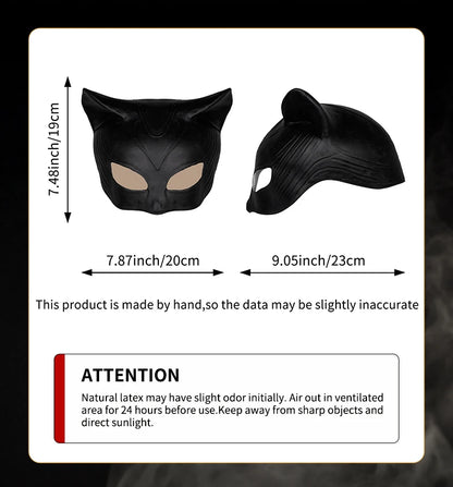 Realistic Cat Costume Mask - Soft Latex Cosplay & Carnival Party Prop