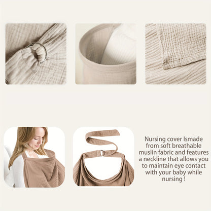 Nursing Cover Cloth - Breathable Outdoor Breastfeeding Shawl Anti-Exposure Gauze Feeding Cover-Up Scarf for Mothers