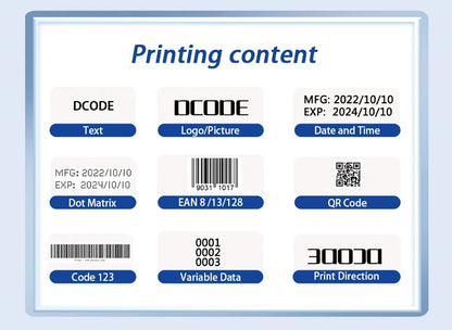 DCODE 1755PLUS Portable Handheld Inkjet Printer – 12.7mm Text, QR, Barcode, Logo & Date Printing Machine