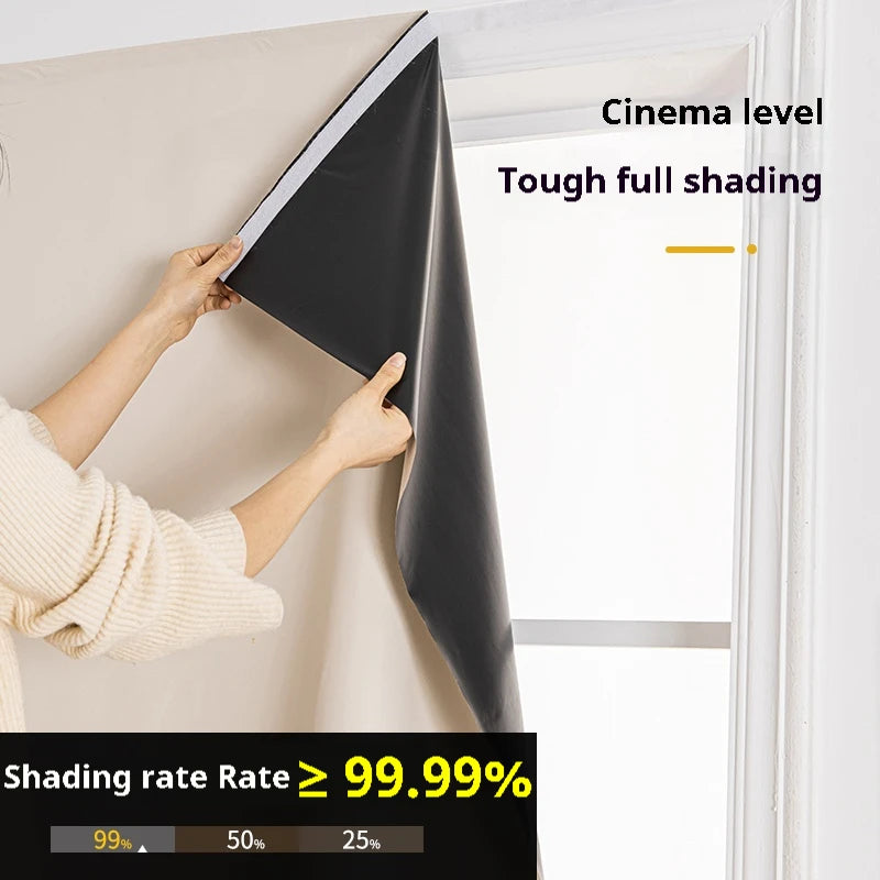 100% Blackout Self-Adhesive Curtain – Punch-Free Sunshade for Bedroom, Window, Door, and Balcony with Privacy and Insulation