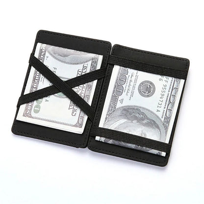 Compact Men's Card Holder Wallet: Mini Zipper Coin Pocket, Slim & Stylish Magic Wallet - High-Quality PU Leather, Ideal for Credit Cards and Cash