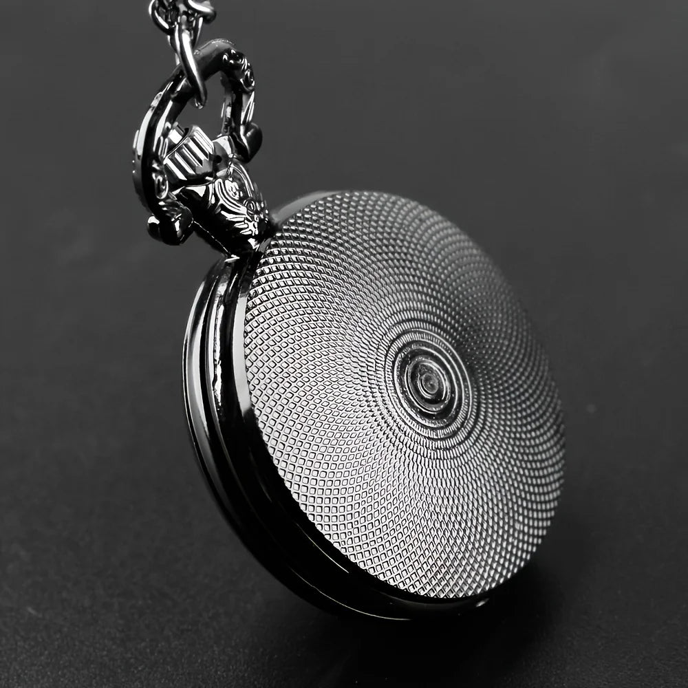 Gothic Black Raven Pocket Watch - Quartz Alloy Pendant Necklace Watch for Men, Women & Kids