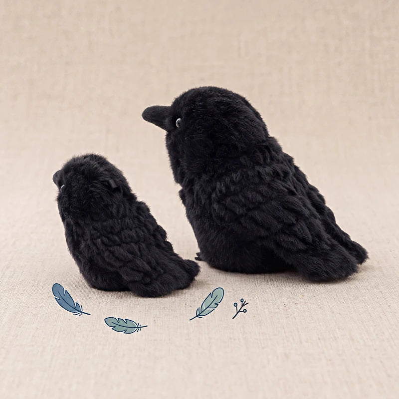 Kawaii Black Crow Plush Toy - Realistic Soft Bird Stuffed Animal for Gothic Room Decor and Gifts, 10cm or 20cm