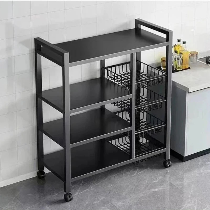 Multi-Tier Freestanding Kitchen Storage Shelf – Movable Vegetable, Snack & Grocery Organizer Rack, Bathroom Storage Solution