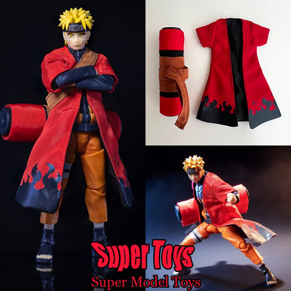 1/12 Scale Naruto Uzumaki Red Robe — 6" SHF / 1/12 Action Figure Costume Accessory (Male Soldier Style)
