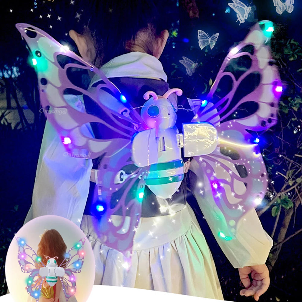 Electric Butterfly Fairy Wings with Lights — Moving Elf Angel Wings for Kids Cosplay & Dress Up