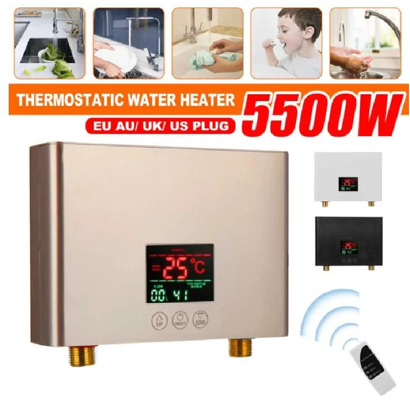 110V/220V Instant Water Heater 3000W/5500W | Wall-Mounted Electric Shower Heater for Bathroom & Kitchen Hot Water