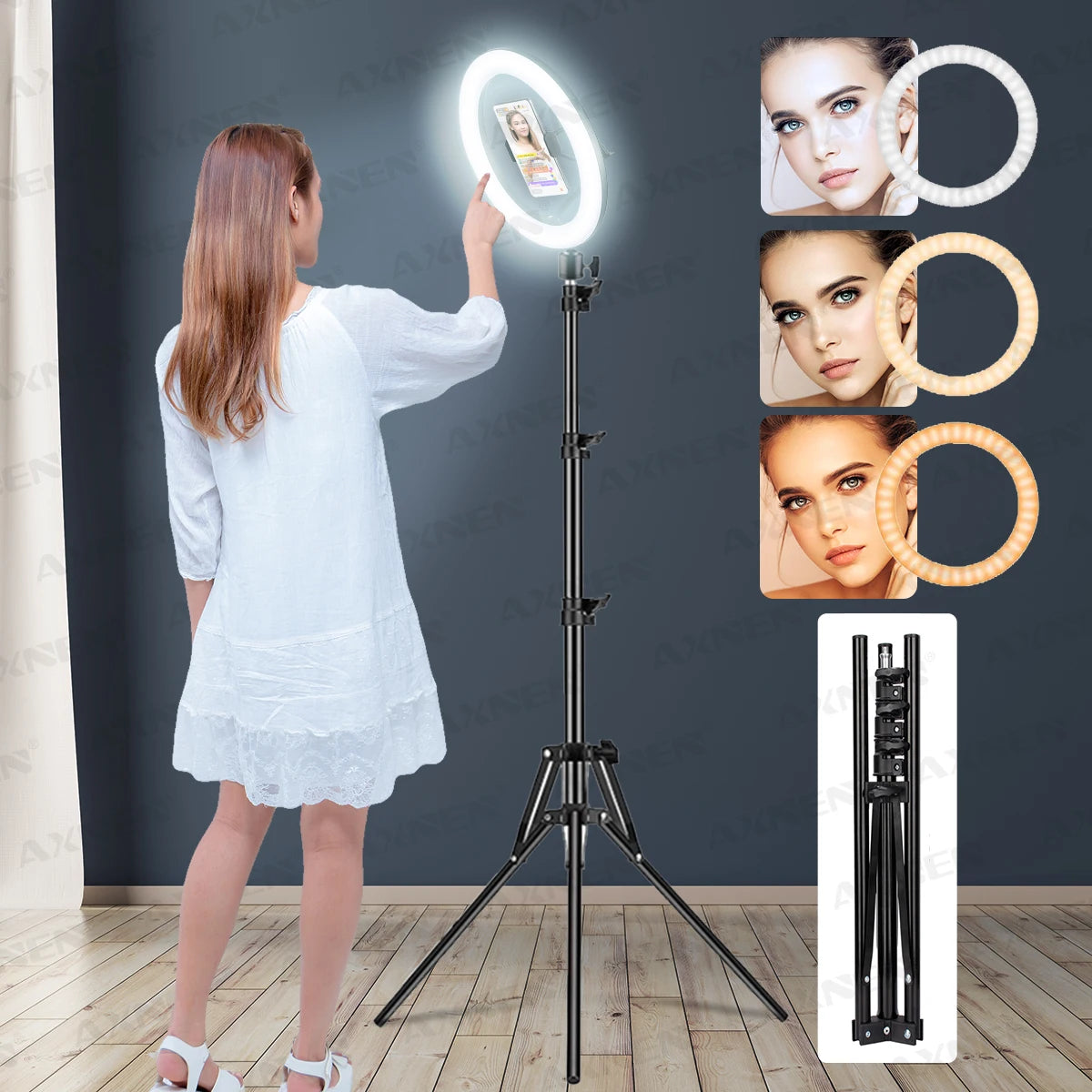 26cm LED Selfie Ring Light – Photography Lighting with Tripod Stand, Phone Holder & Remote Control for YouTube Videos