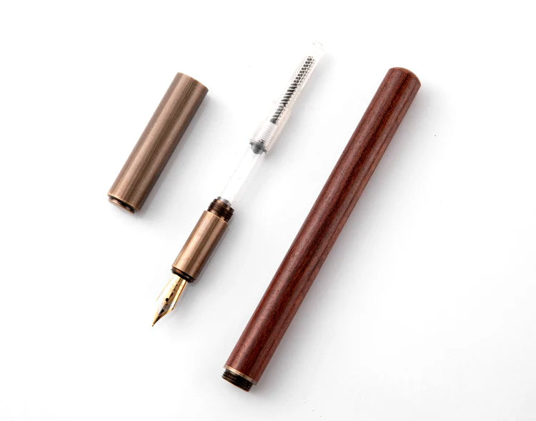 Luxury Retro Wood and Bronze Fountain Pen - 0.5mm Calligraphy Ink Pen for Business, Art, and School, Ideal Student Stationery Gift