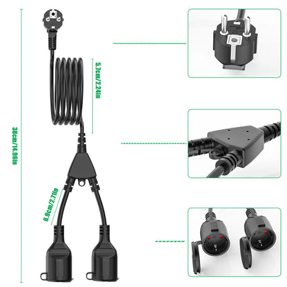 European Standard Power Extension Cord – 5cm/3/5/7M, Male to Female, 3680W 250V 16A with Safety Plug