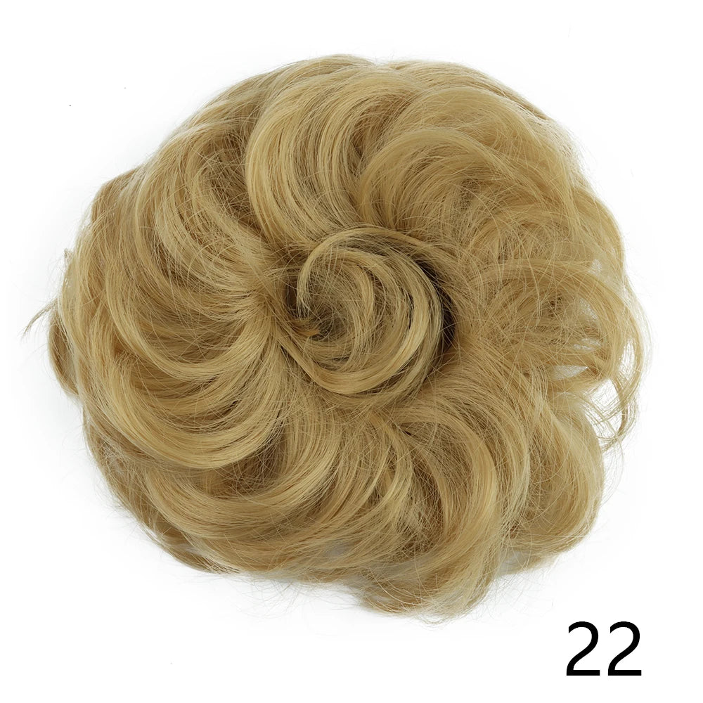 Synthetic Wavy Hair Bun Wig – Elastic Rubber Scrunchie Curly Ponytail Hair Extension for Ladies