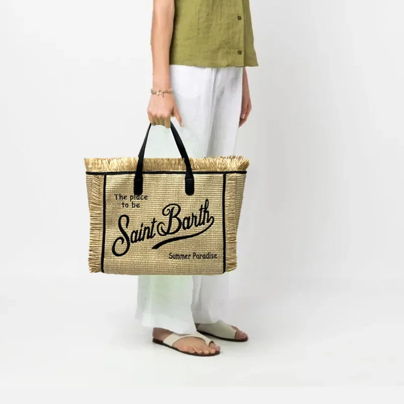 Ladies Straw Handbag — Light Luxury Tassel Handmade Large Capacity Casual Travel Fashion Bag