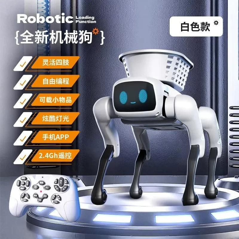 AI Smart Robot Dog Toy - Programmable Remote Control Robot with Loading Basket