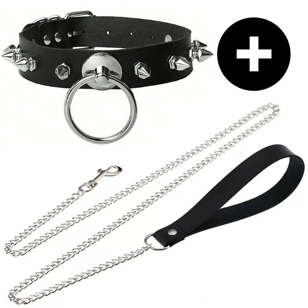 Gothic Punk PU Leather O-Ring Choker - Adjustable Collar Necklace for Women, Halloween & Alternative Fashion