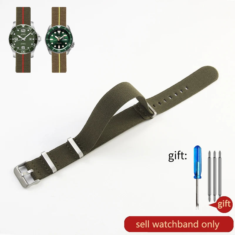 60's French Army Nylon Watch Strap - Woven Military Watch Band for Rolex, Seiko, Tudor & Omega