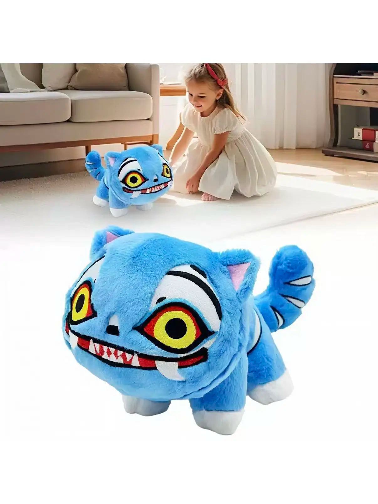 Demons Hunters Purple Tiger Plush Hat with 3 Eyes – Cute Monster Stuffed Toy for Fans & Gifts