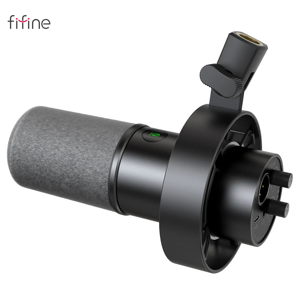 FIFINE USB/XLR Dynamic Microphone – K688 with Shock Mount, Touch-Mute, Headphone Jack & Volume Control for PC or Sound Card Recording
