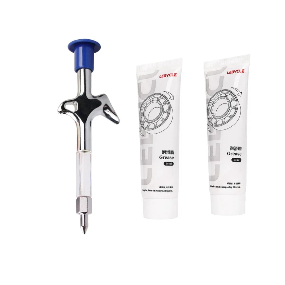 Bicycle Aluminum Grease Gun - Aluminum Alloy MTB Bike Ball Bearing Hub Syringe, Oil Lubricant Cycling Repair Tool