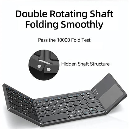 Mini Folding Bluetooth Wireless Keyboard | Portable Universal Foldable Keyboard with Touchpad | Compatible with Windows, Android, iOS Tablet, iPad