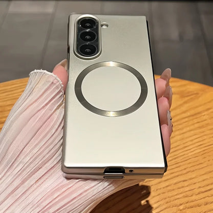 Ultra Thin Magnetic Matte Case for Samsung Galaxy Z Fold 7/6/5/4/3 - Slim Metal Plating MagSafe Wireless Charging Protective Cover