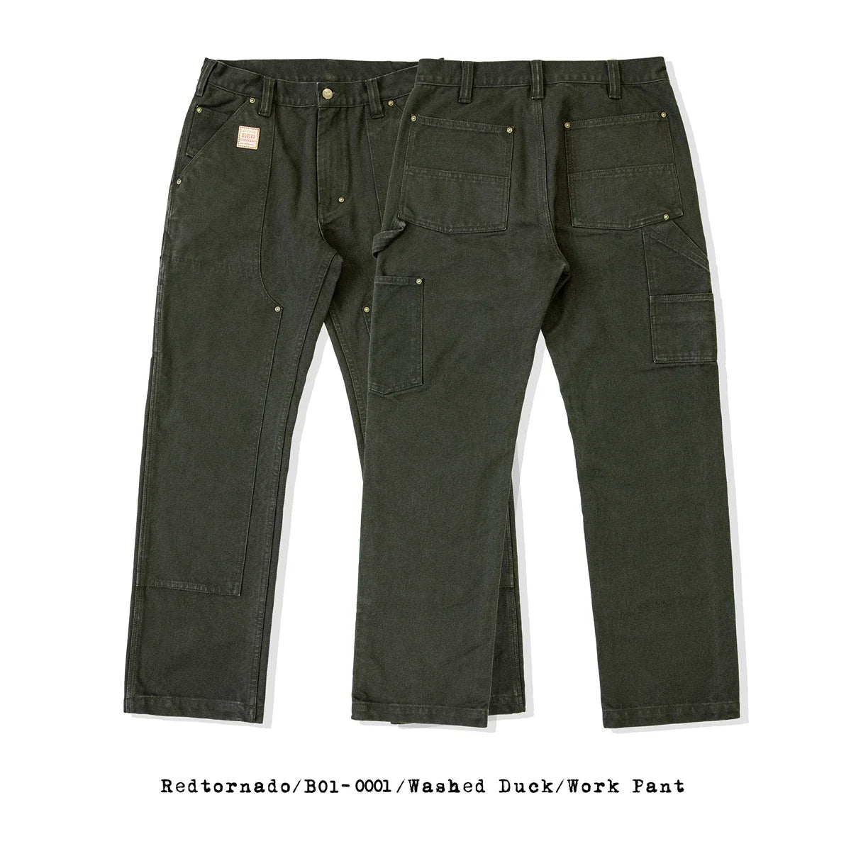 Red Tornado 14oz Duck Work Pants - Double Front Carpenter Dungaree Trousers for Men