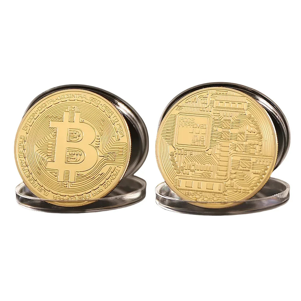 Casascius Bitcoin Commemorative Coin – Gold Plated BTC Metal Collector’s Edition with Protective Case