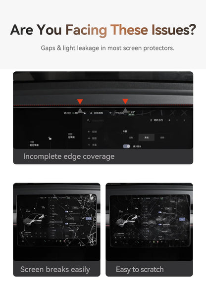YZ Tempered Glass Screen Protector for Tesla Model 3/Y – Anti-Glare HD Center Console Film Protection Accessories