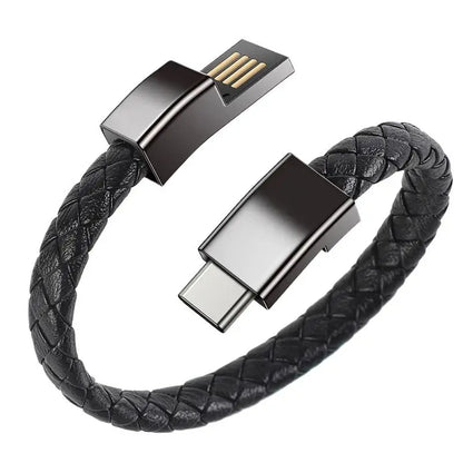 Portable Bracelet Fast Charging Cable – Compatible with iPhone 11/12/13/14 Pro Max, Samsung, Huawei, Xiaomi, USB Micro and Type-C Data Line