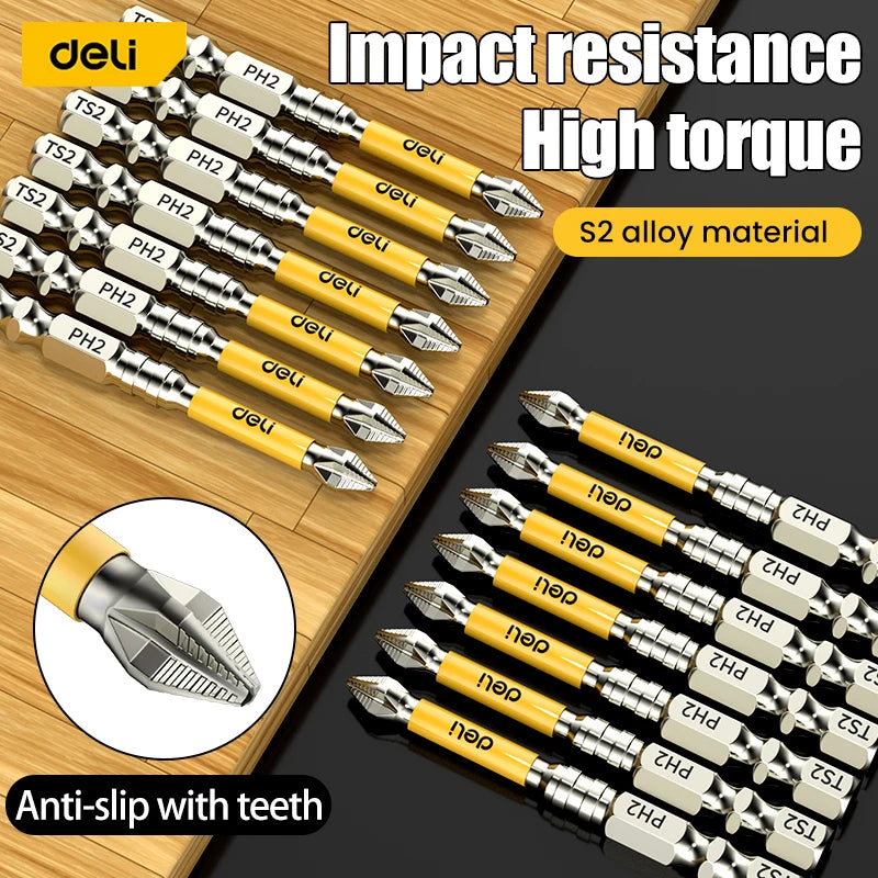 5PCS High Hardness Magnetic Phillips Drill Bit Set, Non-Slip Cross Head Screwdriver Bits 25–150mm for Electric Drill & Hand Tools