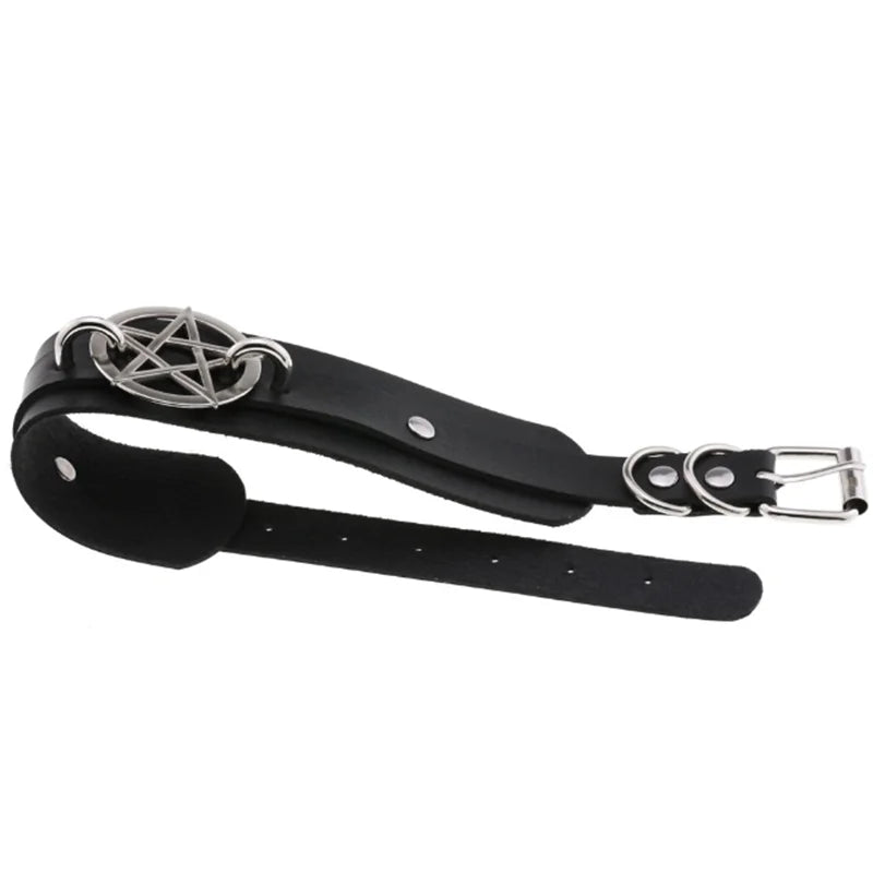 Harajuku Gothic Spike Rivet Star Choker Necklace – Black Bowknot PU Lace Leather Y2K Hip Hop Rock Jewelry for Girls