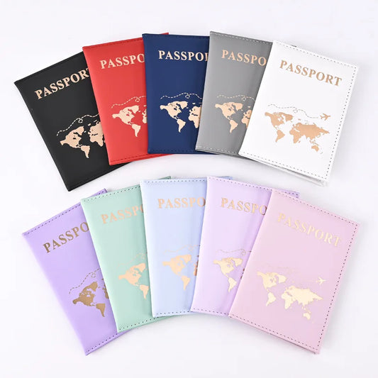 PU Passport Holder with Map Pattern - Ticket and Passport Cover, ID and Credit Card Holder Travel Accessories