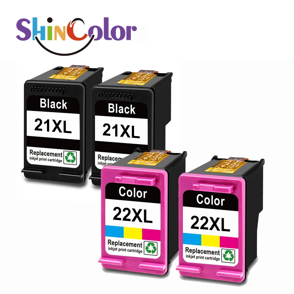 ShinColor Remanufactured HP 21 & 22XL Ink Cartridges Color Replacement for HP DeskJet 3940, 3920 Printers – High Quality Inkjet Set