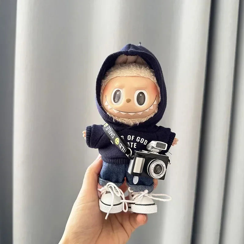 17cm Labubu I & II Idol Doll Hoodie Set – Cute Mini Plush Doll Clothes for Korea Kpop EXO Dolls, Accessories & Gifts