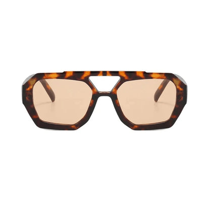 Retro Double Bridges Women's Sunglasses - Big Frame Leopard Brown Gradient Fashion Eyewear, Luxury Designer Shades for Men