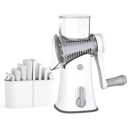 LMETJMA 5-in-1 Rotary Cheese Grater — Vegetable Mandoline, Julienne Slicer & Nut Chopper