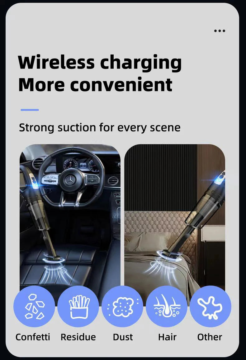 Car Multipurpose Handheld Vacuum Cleaner – Powerful Suction, Rechargeable Wireless Cleaner for Car & Home Dual Use