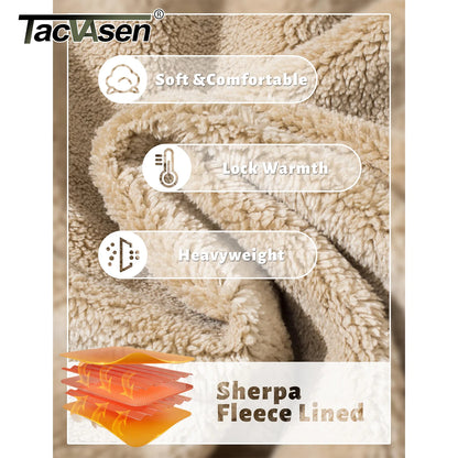 TACVASEN Men’s Winter Fleece Sweatshirt – Thicken Sherpa-Lined Crewneck Pullover, Warm Heavy Winter Top, No Hood