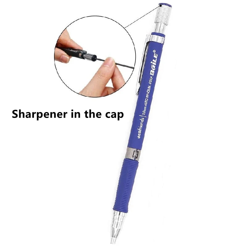 2.0mm Mechanical Pencil Set - Automatic Drawing Pencils with 2B Black and Colored Lead Refills for Writing, Sketching and Art