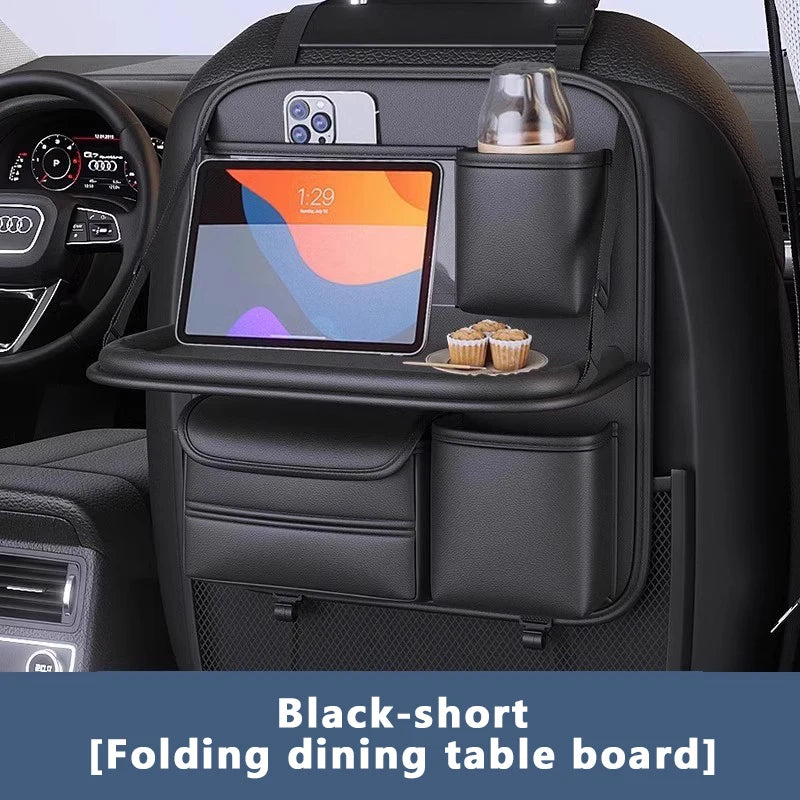SEAMETAL 8 in 1 Car Seat Back Storage Bag – Foldable Tray, Waterproof & Wear-Resistant Organizer with Tissue & Cup Holder