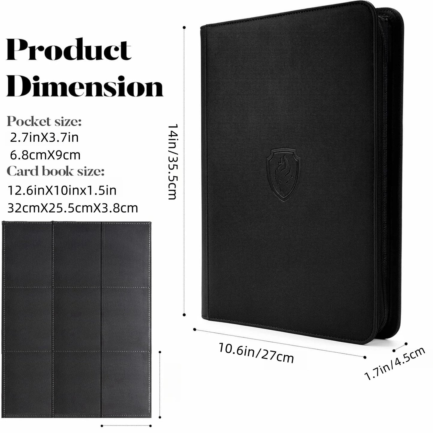 9-Pocket Zipper Card Binder - 360 Trading Card Holder Book, Premium PU Cover, Durable Side Loading Card Binder