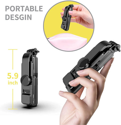 Wireless Bluetooth Selfie Stick Tripod – Foldable & Portable with Fill Light and Remote for iPhone & Android Phones